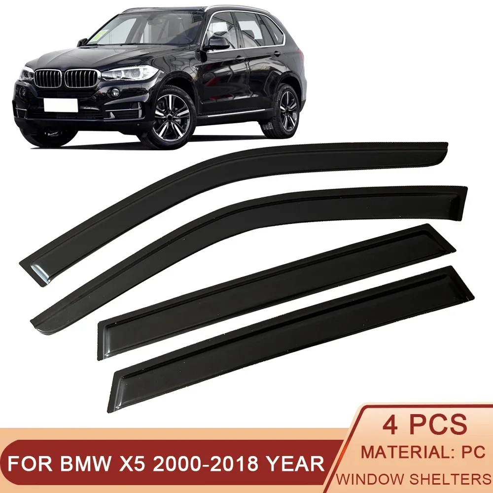 

For BMW X5 F15 E53 E70 2000-2018 Auto Side Window Wind Deflectors Visors Rain Guard Door Visor Vent Shades Dark Black Ventvisor