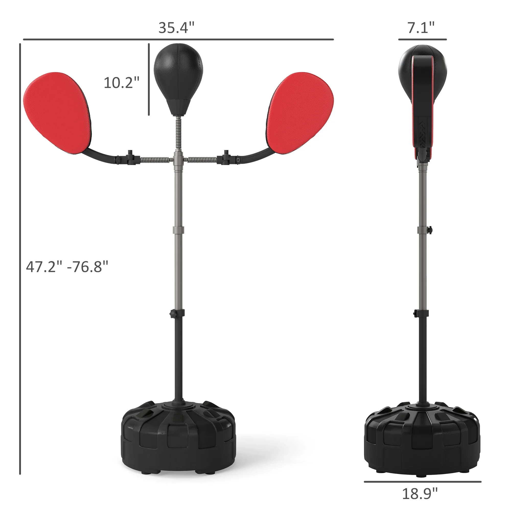 Boxing Bag with Stand, Adjustable Height Punching Speed Bag with 2 Target Arms, for Training, Exercise, Black