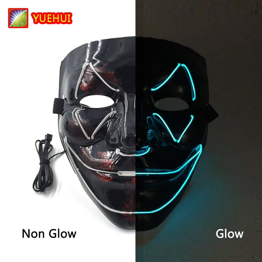 Neon Glow Bat Face Mask Halloween Masque Party Night club Scary Theme Party Accessories Light Up Scary Cosplay Bat Mask For Men