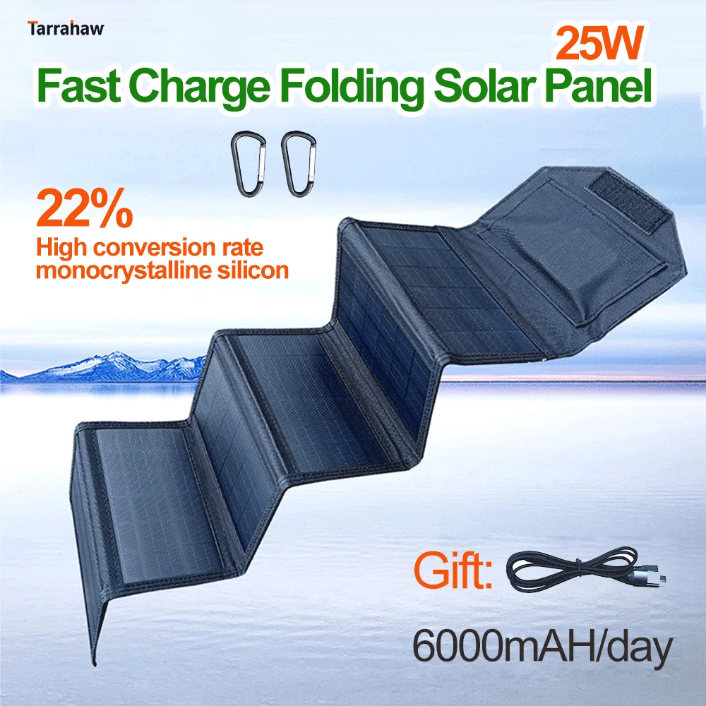 

24W Monocrystalline Silicon Folding Solar Panel Mobile Phone Fast Charge 5V USB Outdoor Photovoltaic Plate Charging PV Cells Kit