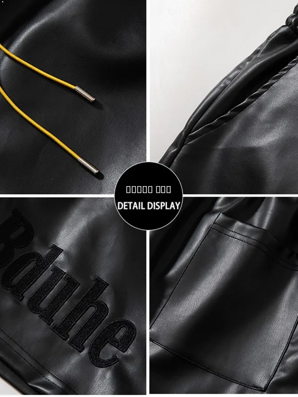 سراويل رياضية فضفاضة للرجال عالية الشارع Sle بطول خمسة أرباع سراويل تقليدية مستقيمة الساق متوسطة الخصر للشباب مناسبة لجميع المواسم