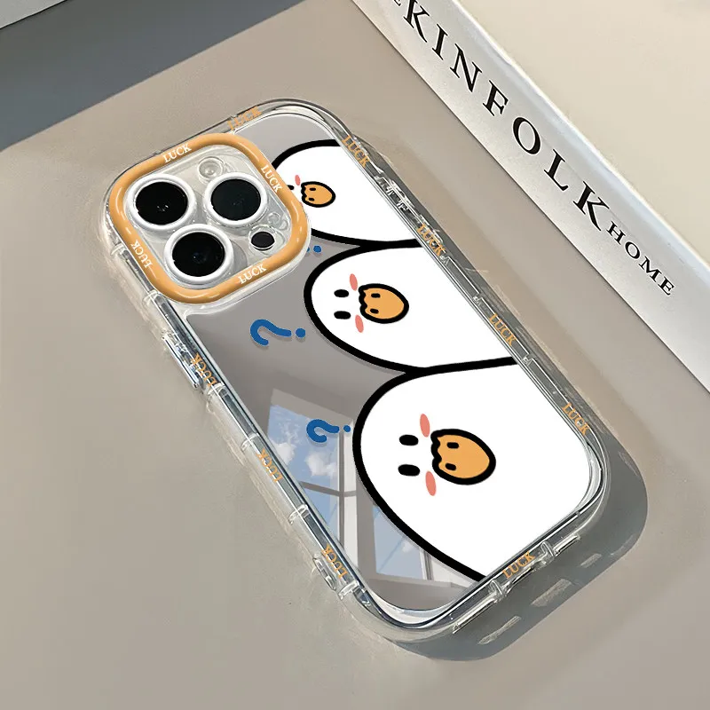 Korean Cute Kitten Paw Air Cushion Mirror Phone Case For iPhone 17 15 14 16 Pro Max 13 12 11 Pro 7 8 Plus XR XS 17Air Art Cover