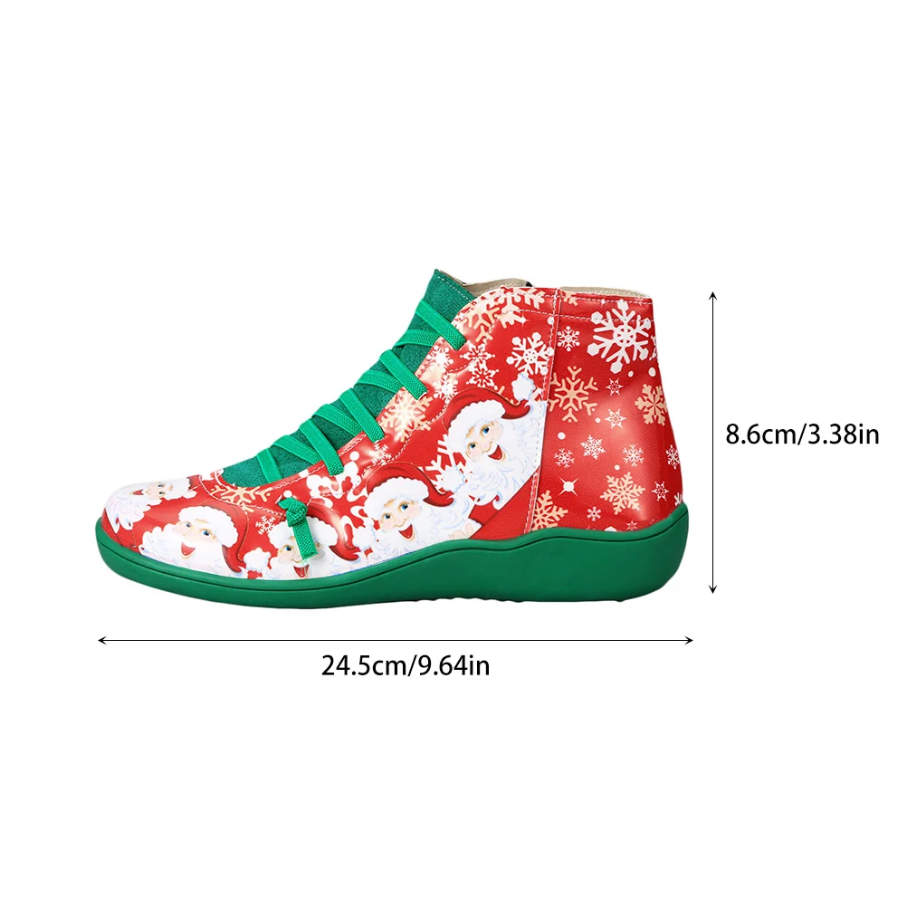 Santa Booties Xmas Shoes for Women Female Short Boots House Christmas Artificial Pu Casual Women's Girls