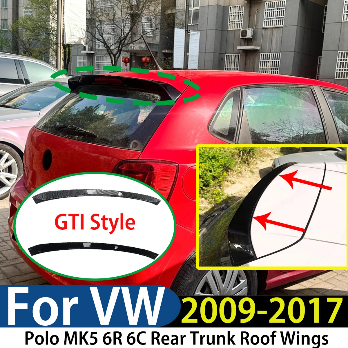 

Для Volkswagen Polo MK5 6R 6C 2009-2017 Обновление GTI Стиль Задний багажник Крылья на крышу Сплиттер Спойлер Крышка крыла Удлинитель Тюнинг
