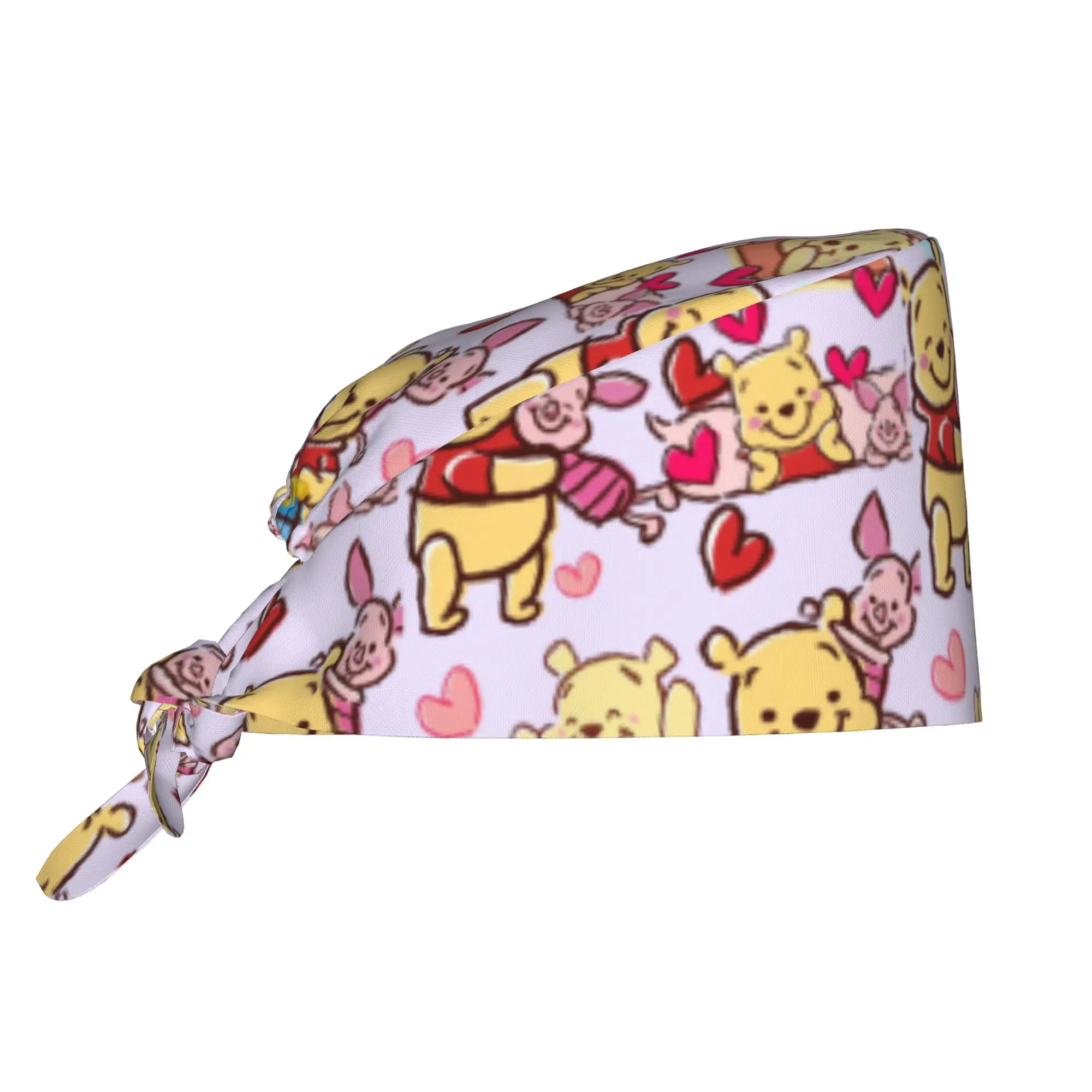 Custom Winnies Anime Poohes Working Cap Surgical Hats Women Men Bears Cartoon Operating Room Cap Nursing Cap Lab Works Hat