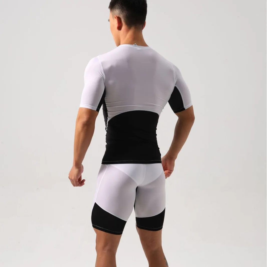 Heren ijszijde superelastisch sneldrogend comfortabel strak passend compressie fitnesspak voor hardlopen gymtraining zomer