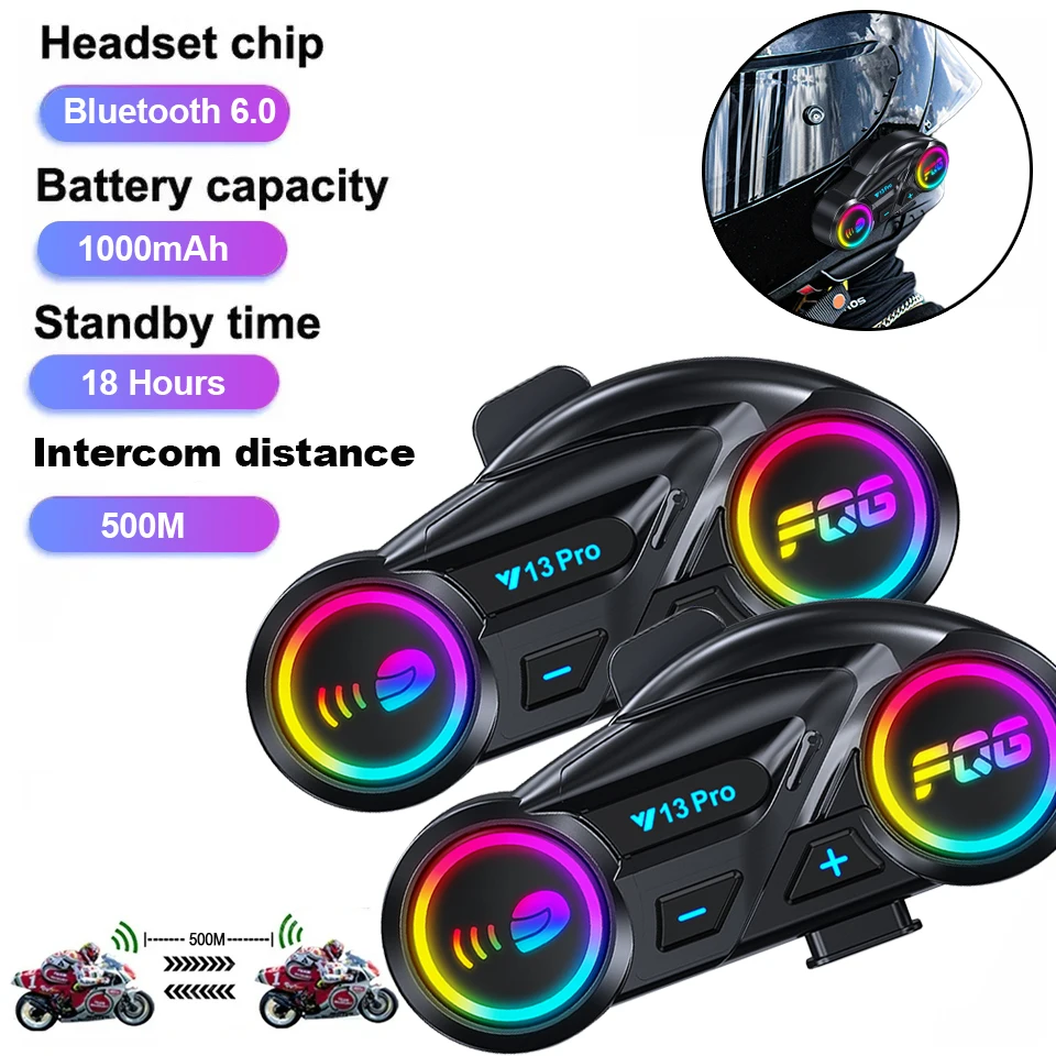 

1/2 шт. Y13 Pro мотоциклетный шлем Bluetooth-гарнитура домофон 500 м пыленепроницаемый и водонепроницаемый голосовой помощник смешивание обмена музыки