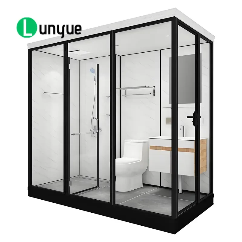 Modern Square Sliding Folding Shower Enclosure Cabin with Aluminium Frame Hinge Door Prefab Bathroom Glass Partition for Home