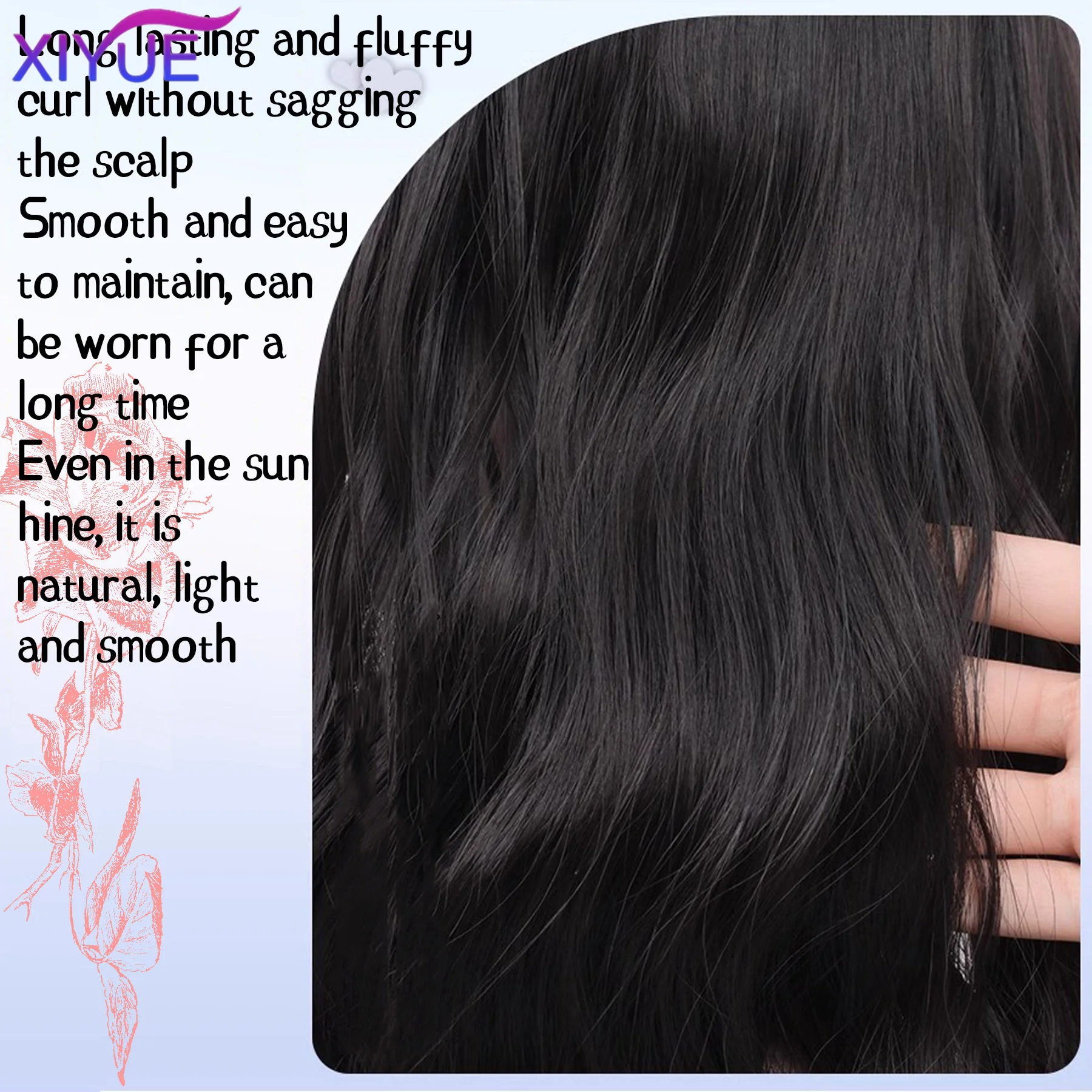 XIYUE Popular Brown Ash Long Deep Wave Hair Lolita Wigs With Bangs Synthetic Wig For Women Fashion Thick Curls Wigs Girl