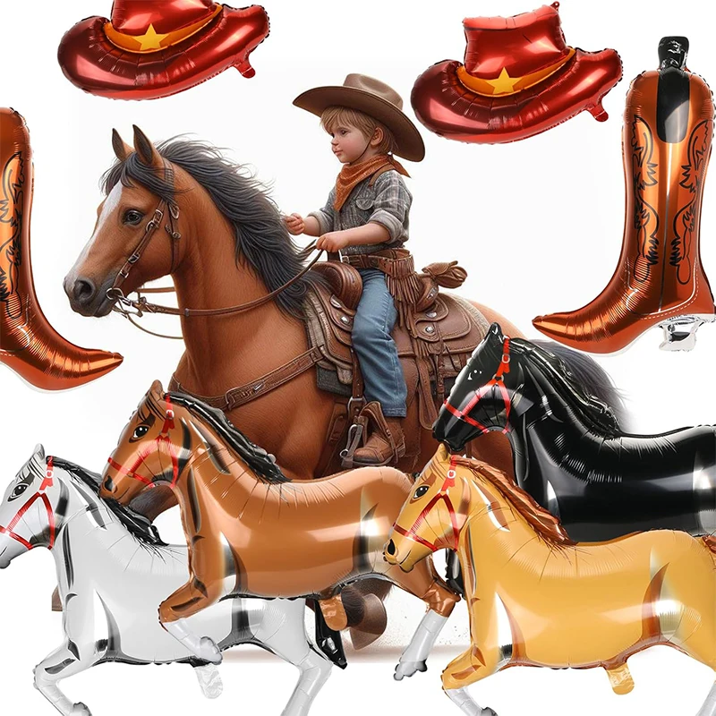 Ковбойские тематические украшения для вечеринок, набор из 8 фольклорных шляп, сапог, шариков, баннеров