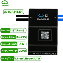 JK BMS JK-B2A24S20P 16S 48V Lifepo4 Battery JIKONG 200A 8S 17S 20S 24S 60V BT RS485 Li-ion 18650 Camping Ebike 2A Active Balance