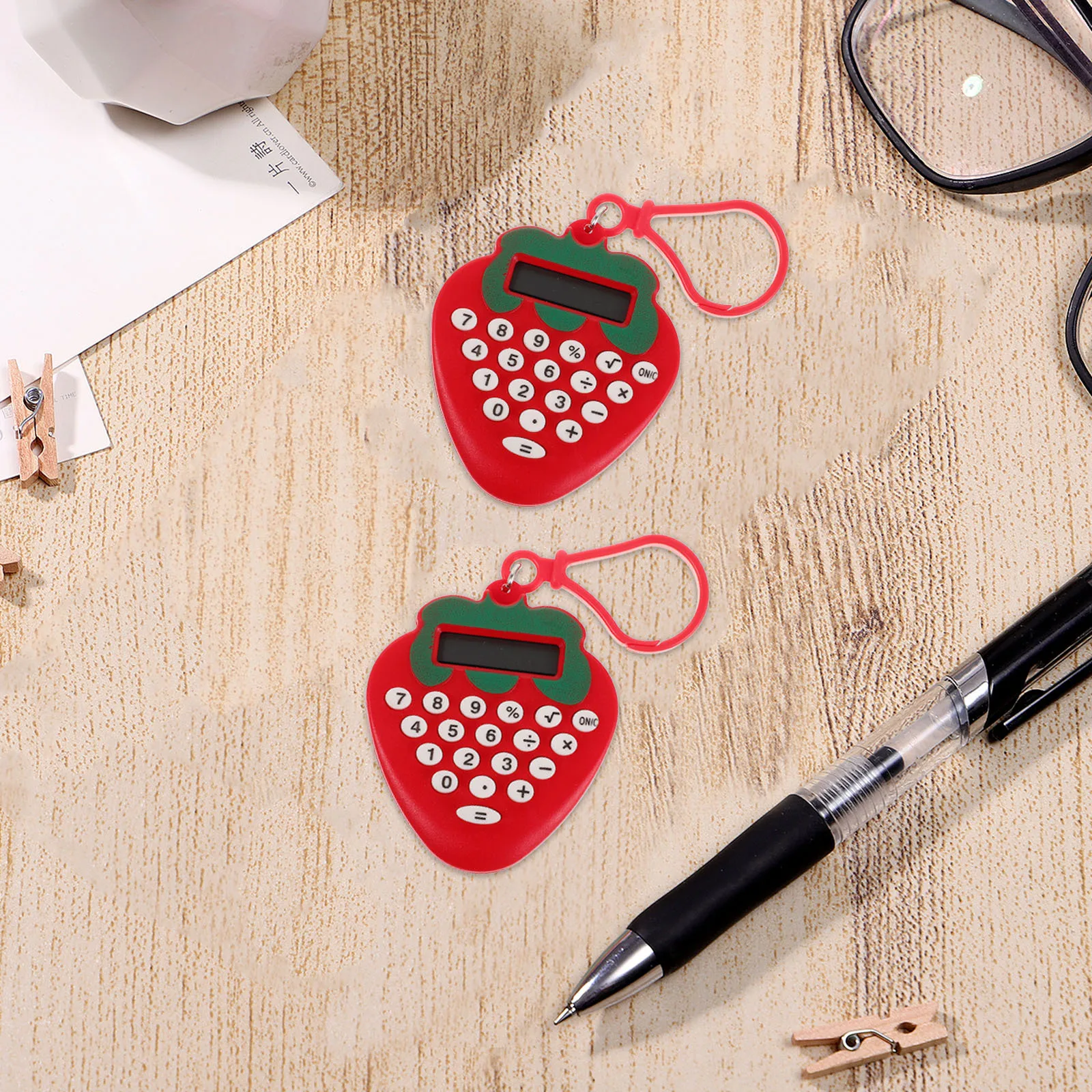 

2Pcs Mini Strawberry Calculator Keychain Portable Cute Electronic Pocket Calculator for School Students Supplies