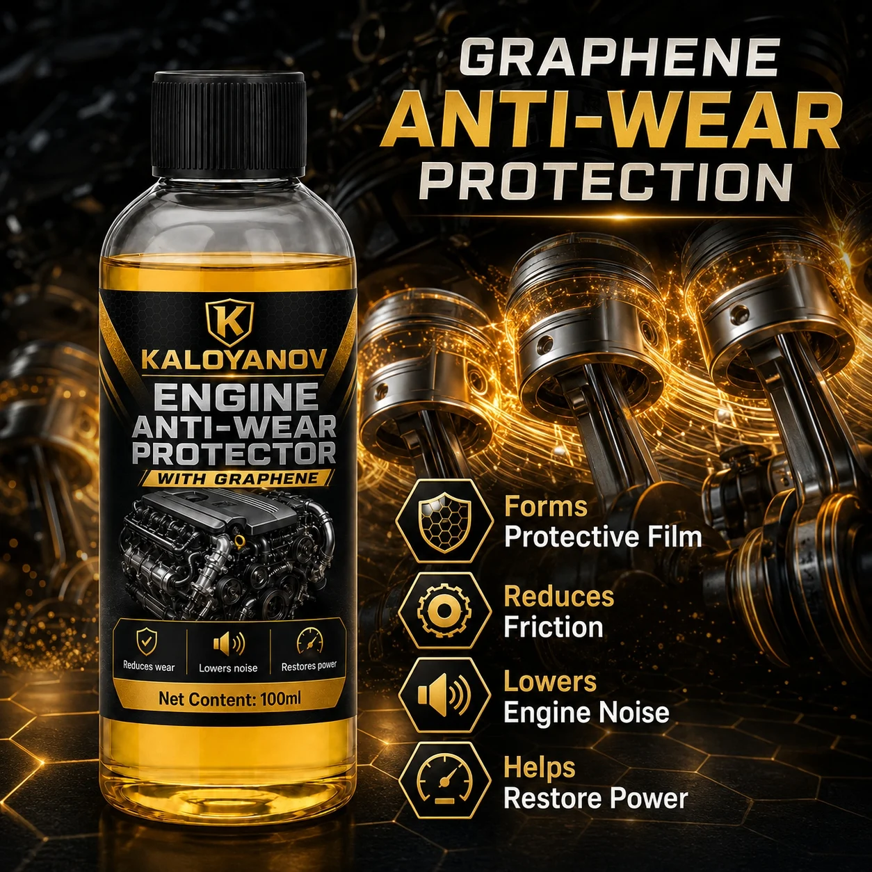Car Engine Anti-Wear Protector 100ml Graphene Oil Additive Reduces Noise Restores Power Universal Auto Lubricant Repair Tool