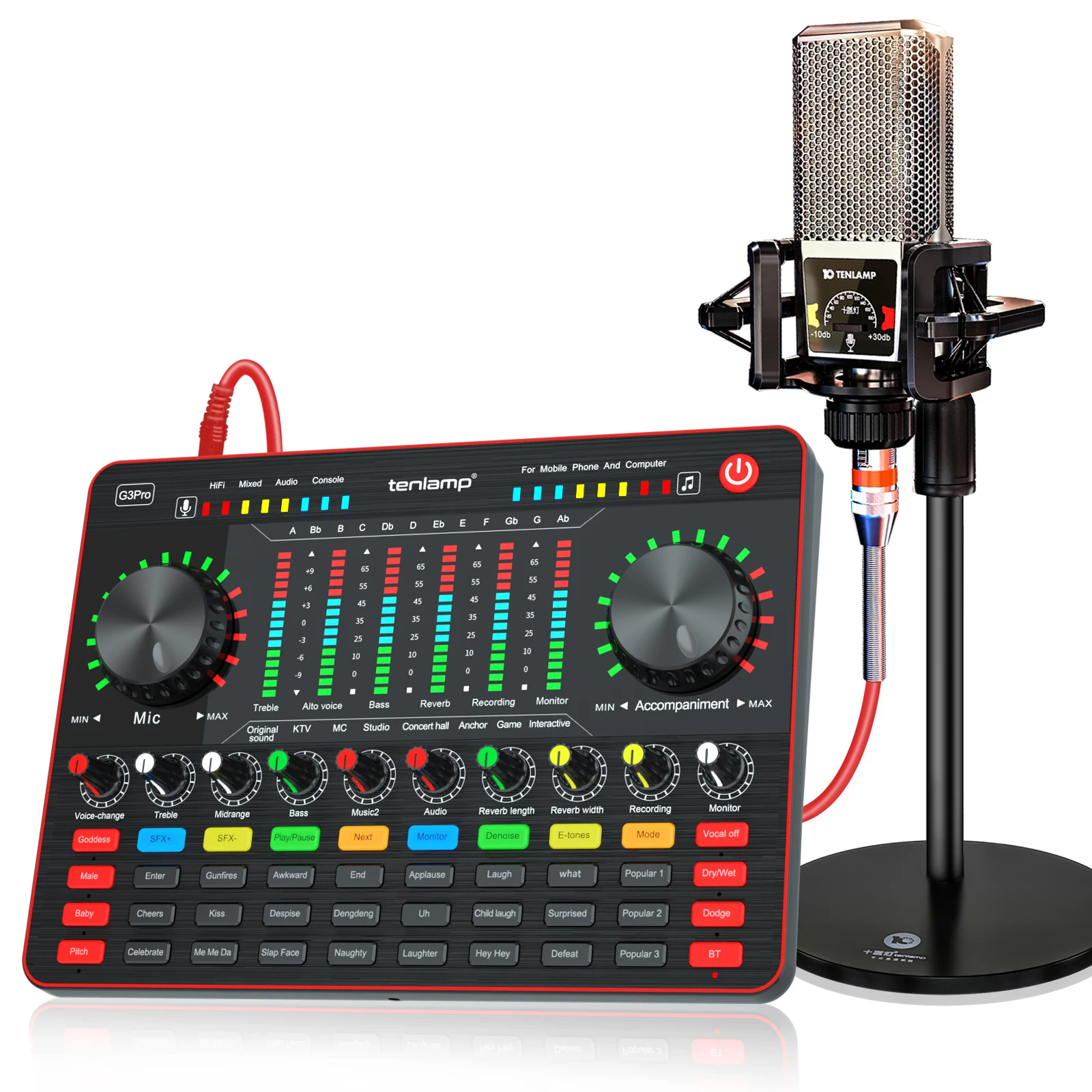 Live Sound Card Studio Condenser Microphone Kit Audio Webcast Karaoke Mixer for Mobile Phone PC Laptop Broadcast Live Streaming