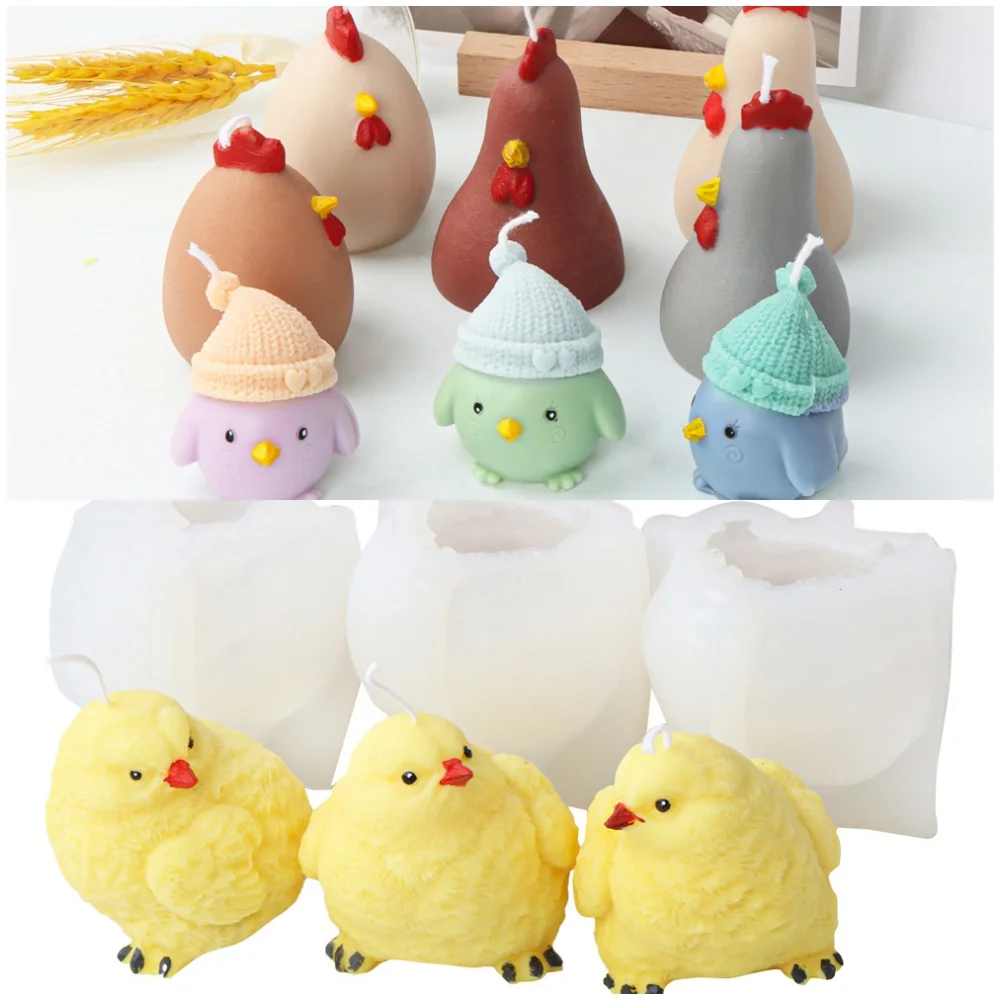 3D Cute Chick Candle DIY Mold Mini Rooster Egg Resin Clay Craft Making Tool Animal Handmade Aroma Soap Mold Unique Home Gifts