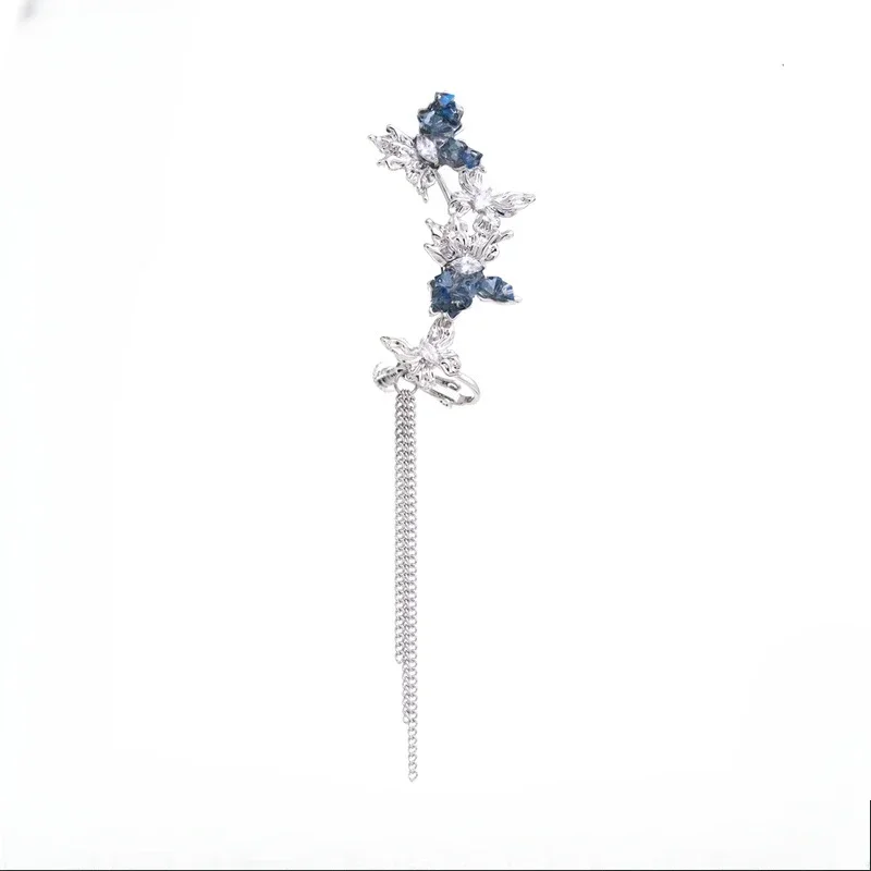 Design Bingyuan series, multi-layer broken diamond butterfly fringed ear clips, no ear piercings, elf ears
