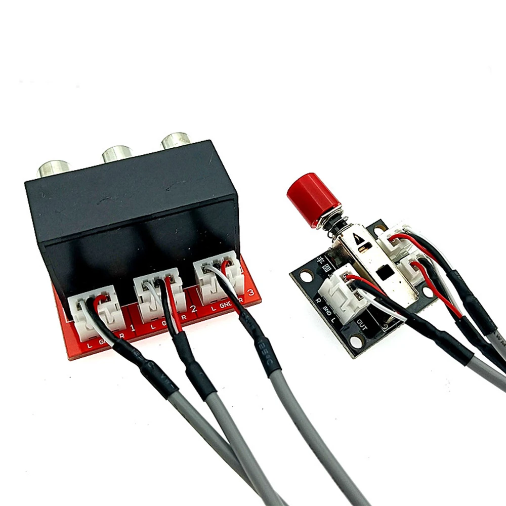 2-Way Button Type Sound Source Switching Board Signal Input Not Common-ground Mechanical Switch Type with 0.5/0.3M Shielded Wire