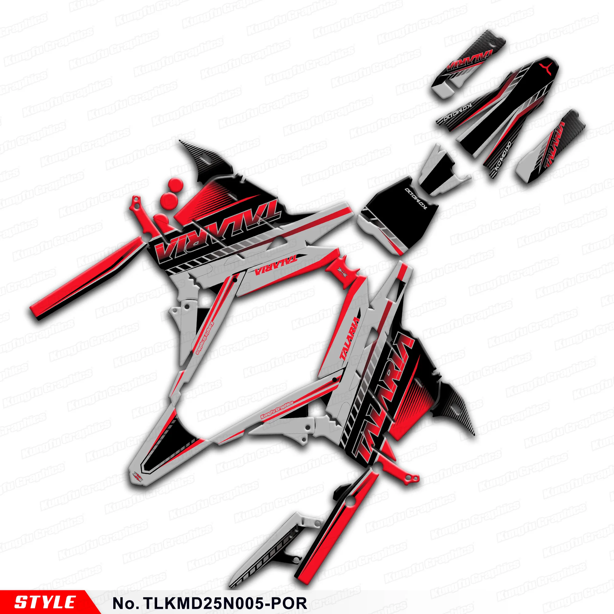 

JY RACING индивидуальная мотоциклетная графическая пленка для TALARIA KOMODO, комплект для восстановления, номер стиля TLKMD25N005-POR