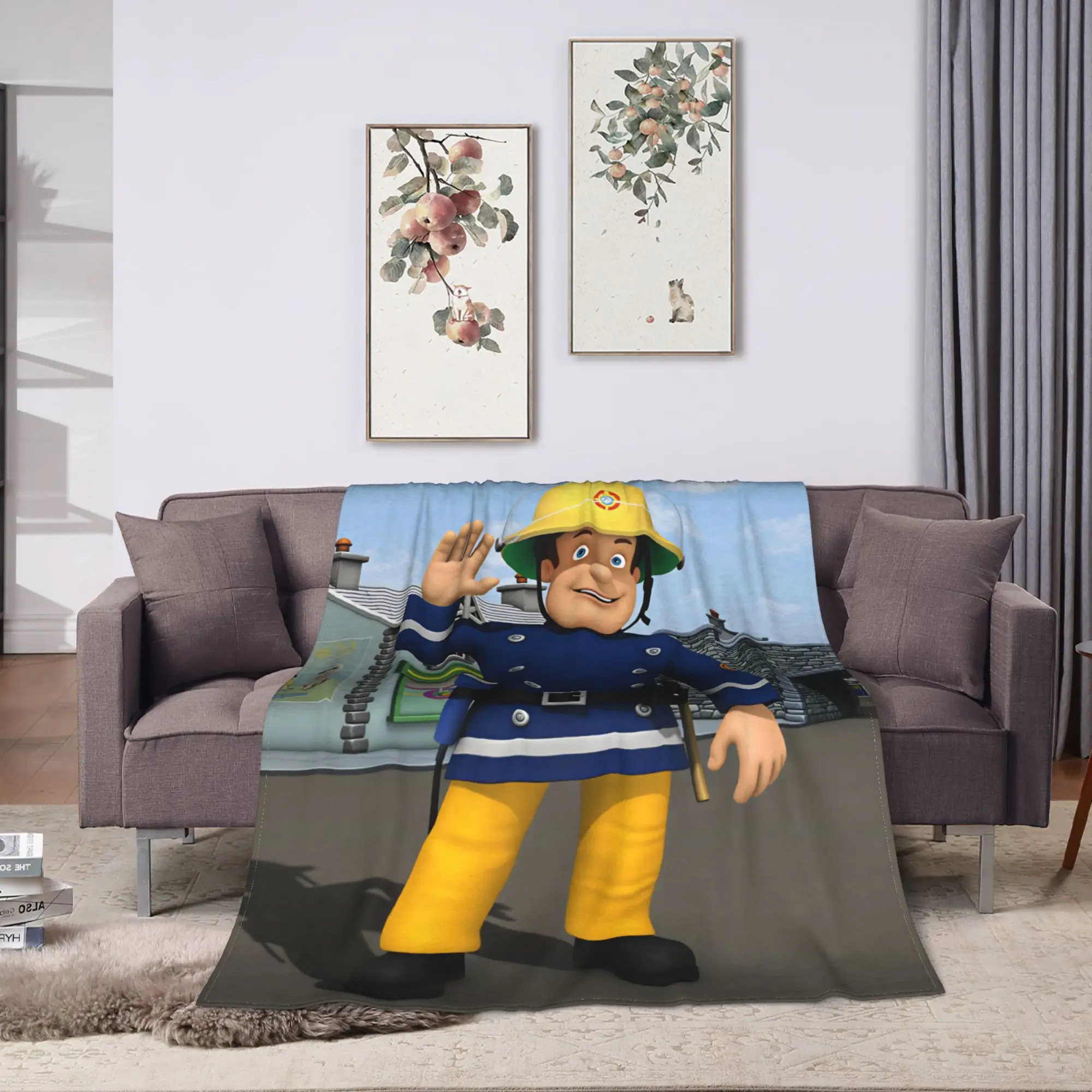 Super Warm Blanket Camping Fireman Sam Bedding Throws Firefighter Flannel Bedspread For Couch Chair Fluffy Sofa Bed Cover