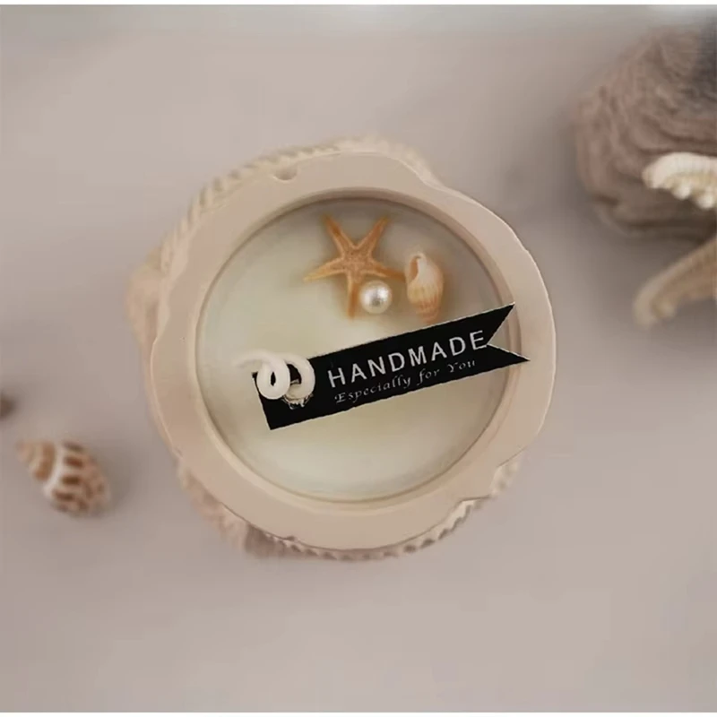 Shell Starfish Cylindrical Candle Jar Silicone Mold DIY Gypsum Cement Aromatherapy Container Embossed Ornament Mould