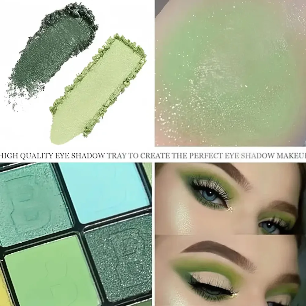 16 色のグリーン オリーブ マット アイシャドウ プレート - 高い演色性、マットな質感、素晴らしいアイ メイクアップ効果を作成します。