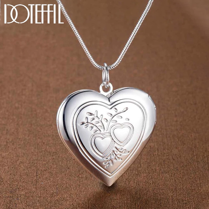 Heiße silberne Farbe Halskette 18 Zoll Herz Foto rahmen Anhänger für Frauen Modeschmuck Hochzeitstag