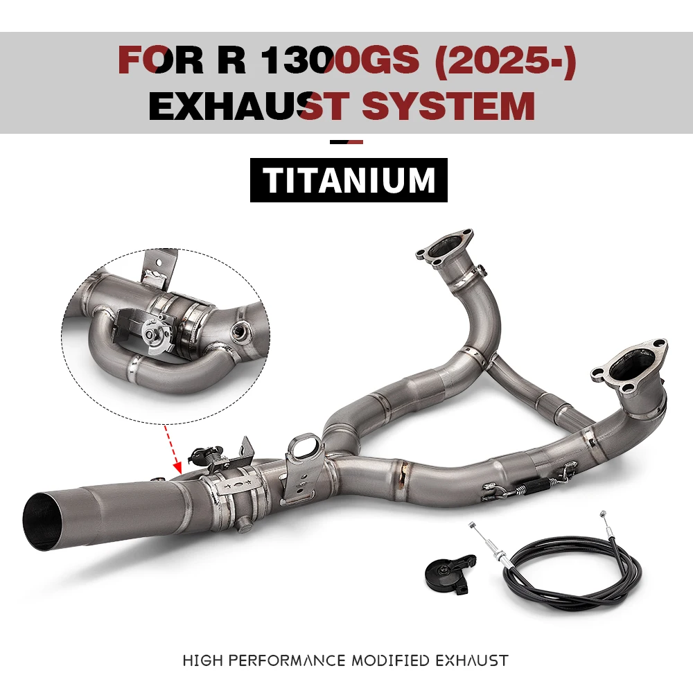 Slip on R1300GS 1300GS R1300GS Adventure Titanium Alloy Motorcycle Exhaust Manifold with Valve Front Link Pipe
