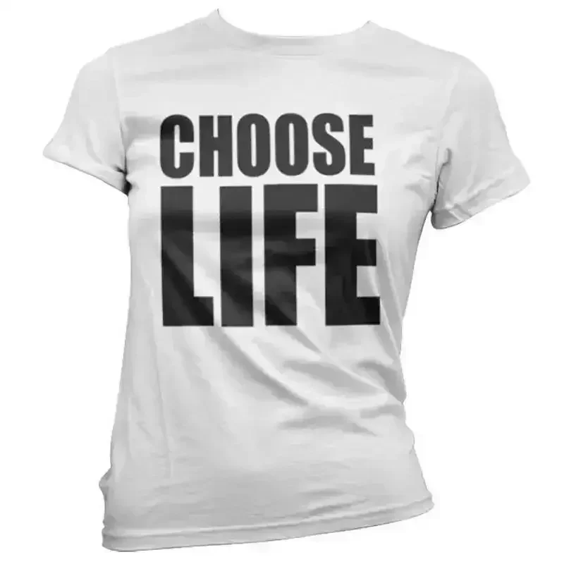Choose Life Womens Girls Wham 80S Fancy Dress Party Costume White T Shirt Top