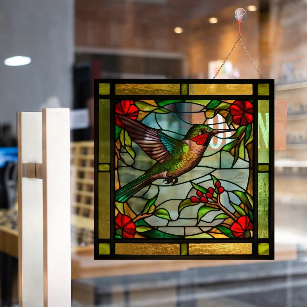 Non-Adhesive Hummingbird Window Decals Reusable Double-Sided Design Electrostatic Sticker Anti-collision PVC Warning Sticker