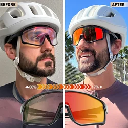 Kapvoe Men Sport Photochromic Cycling Sunglasses Women Bike UV400 Protection Outdoor Climbing Goggles Mtb Road Bicycle Eyewear