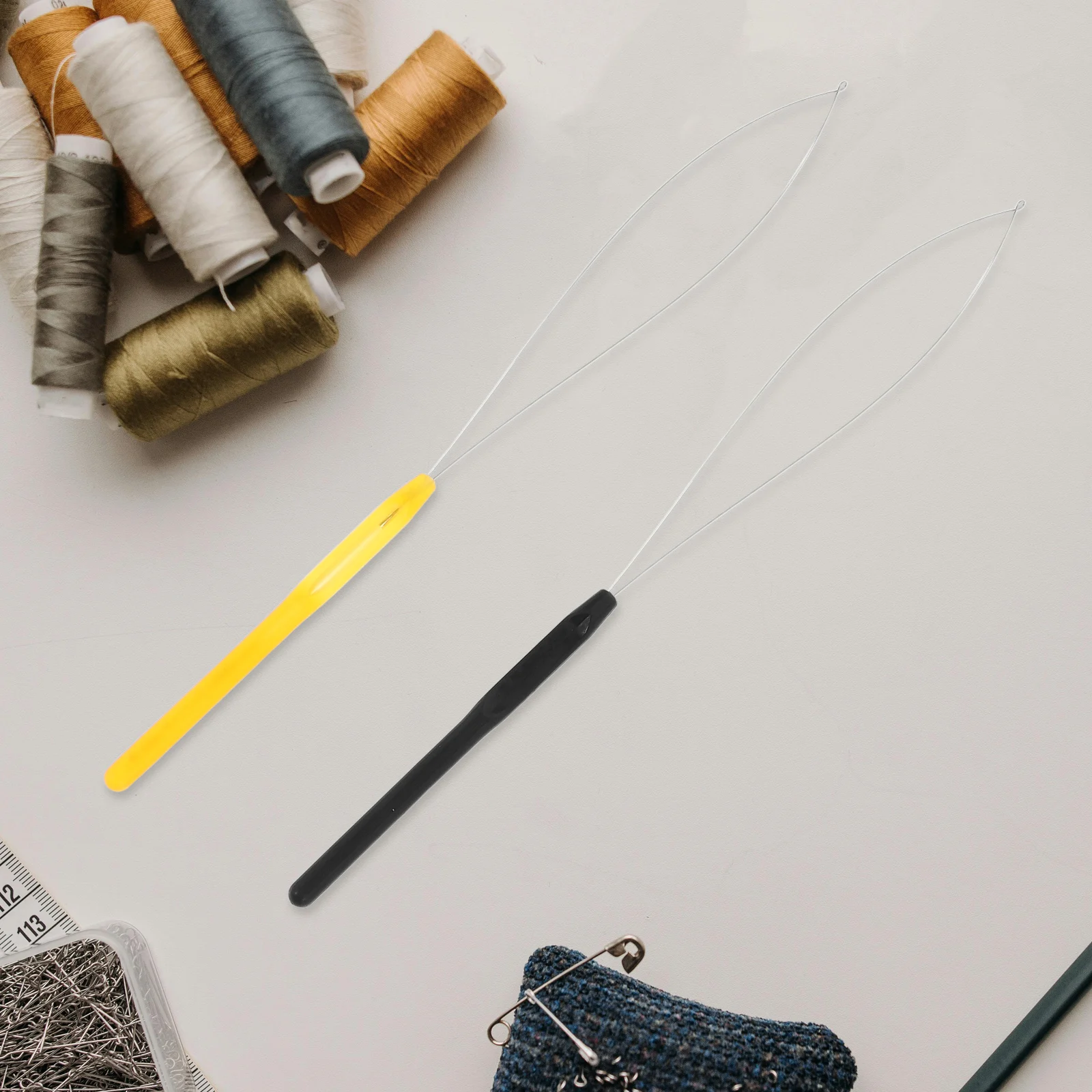 

5pcs Threader Needles for Hair Braiding Crochet Tools Black Yellow Red Blue Pink Stainless Steel Reusable Braid Needle Hair