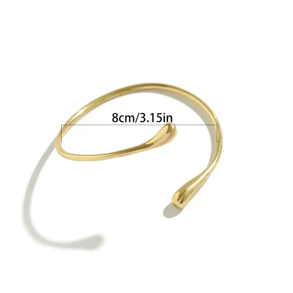 Simple Vintage Water Drop Open Cuff Bangles for Women 2024 Trend Goth Geometric Arm Bracelet Aesthetic Jewelry Gift New