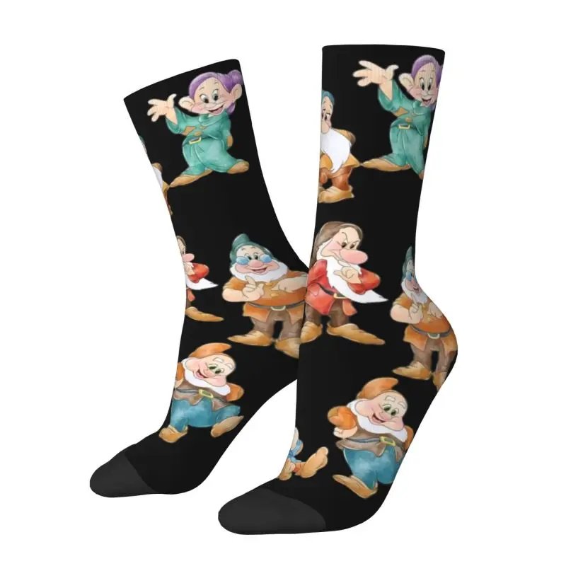 Custom Snow White And The Seven Dwarfs Men's Crew Socks Unisex Kawaii Cartoon Spring Summer Autumn Winter Dress Socks