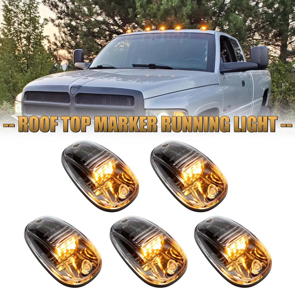 

5x Cab Roof Top Marker Running Car LED lights Lamp Black Smoked Lens Bulbs Signal Cabus for Dodge Ford Truck SUV 4x4 Dome Lights