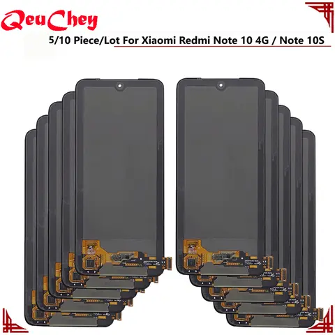 5/10 Piece/Lot For Xiaomi Redmi Note 10 4G / Note 10s LCD Display Touch Screen Digitizer  Sensor Assembly No / With Frame