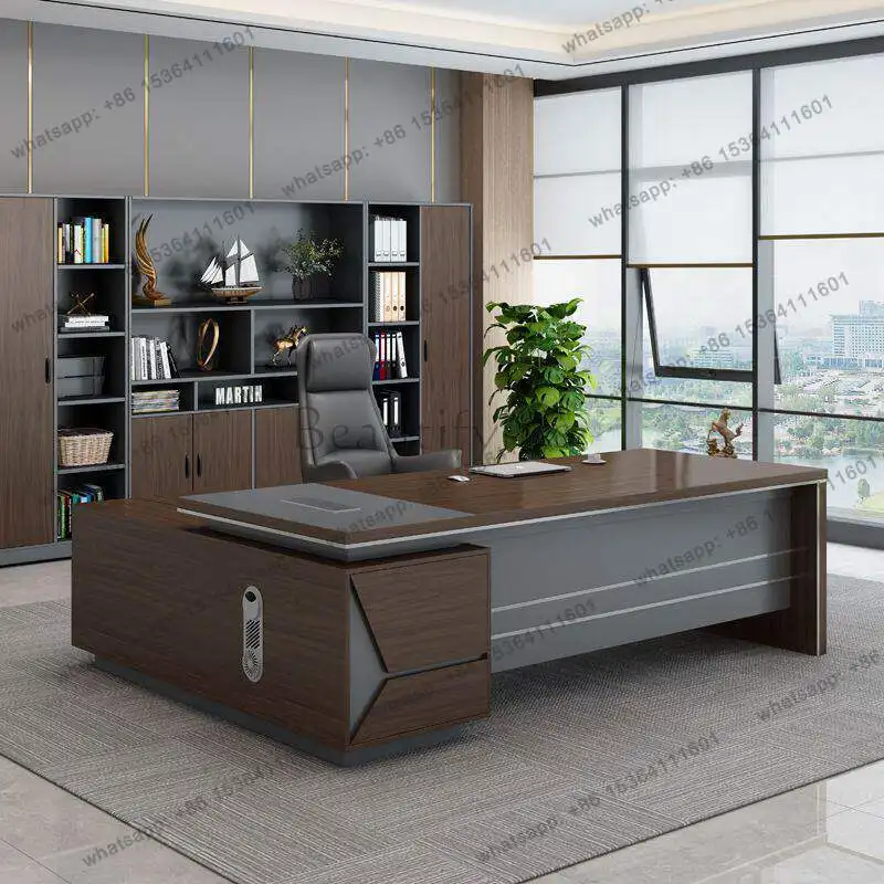 

Modern boss office desk and chair combination simple chairperson's office single atmosphere