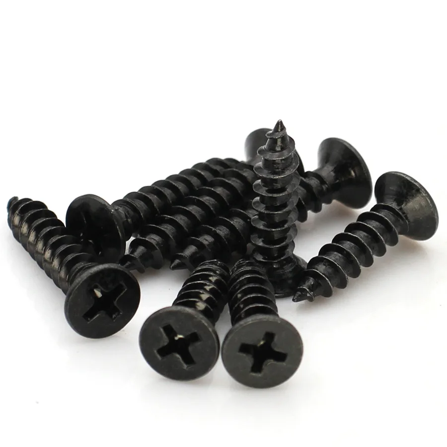 M1 M1.2 M1.4 M1.5 M2 M2.6 M3 M3.5 M4 M5 Black Oxide Carbon Steel Countersunk Sharp Point Phillips Flat Head Self-Tapping Screws