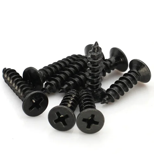 Imagen 2 del producto M1 M1.2 M1.4 M1.5 M2 M2.6 M3 M3.5 M4 M5 Punta afilada avellanada Óxido negro Tornillos autorroscantes de cabeza plana Phillips de acero al carbono