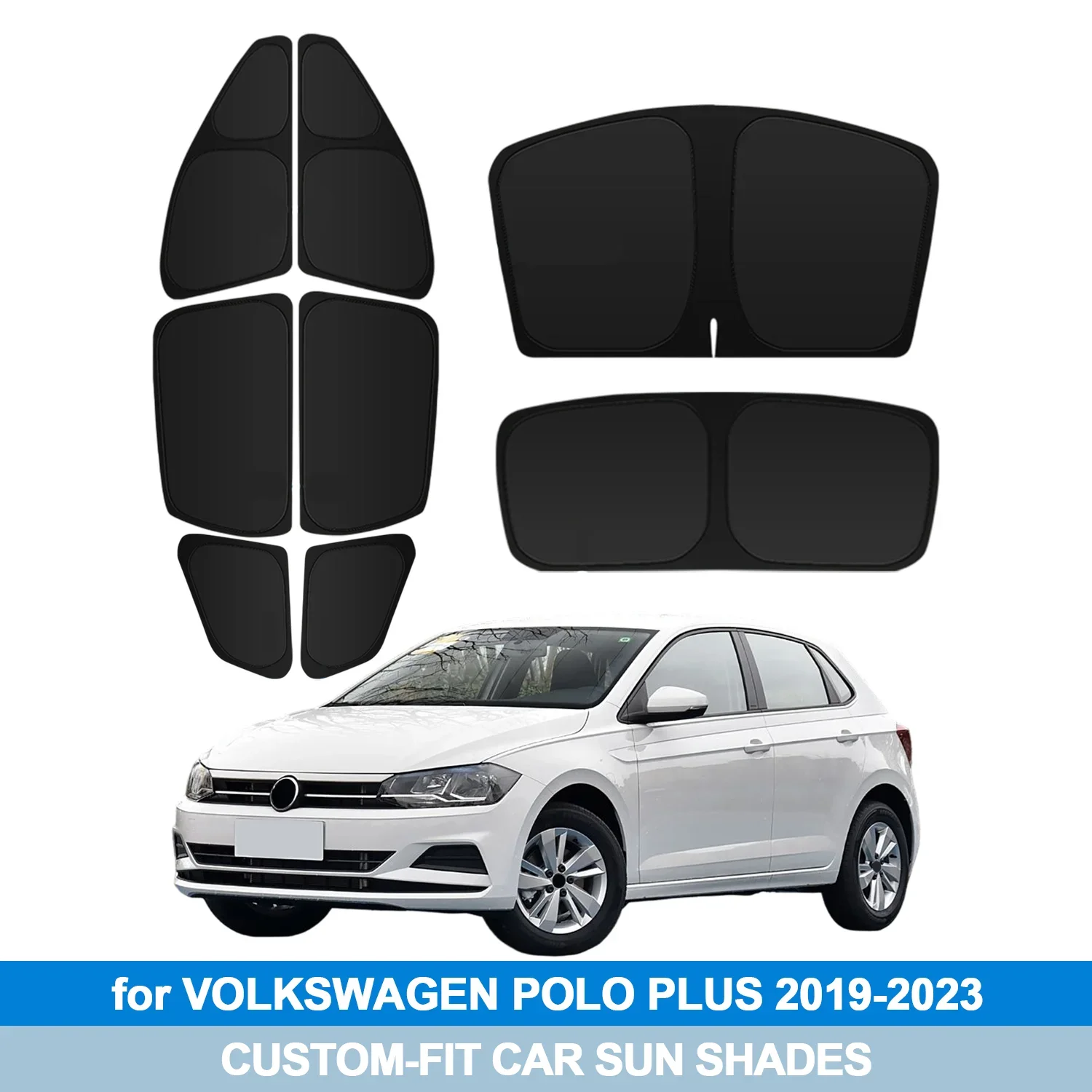 

For VOLKSWAGEN POLO PLUS 2019-2023 Windshield Sun Shade Side Window Shades Cover Sun Visor Shield Privacy Protection