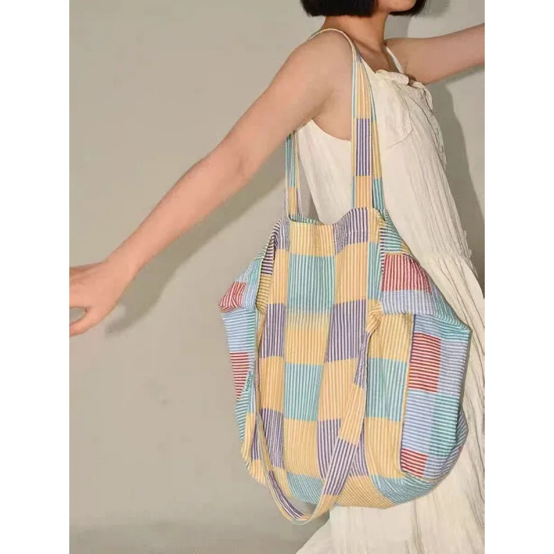 Сладкая и большая вместительная холщовая сумка, повседневная и свежая сумка через плечо на одно плечо, стиль для летних каникул