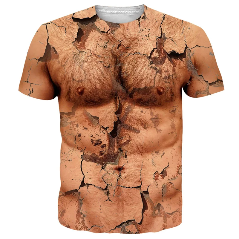 Trick, Funny, Fun, Hairy Chest Pattern, Men's Printed Muscle, Fake Abdominal Muscles, Summer and Spring Role-playing Costumes image 3