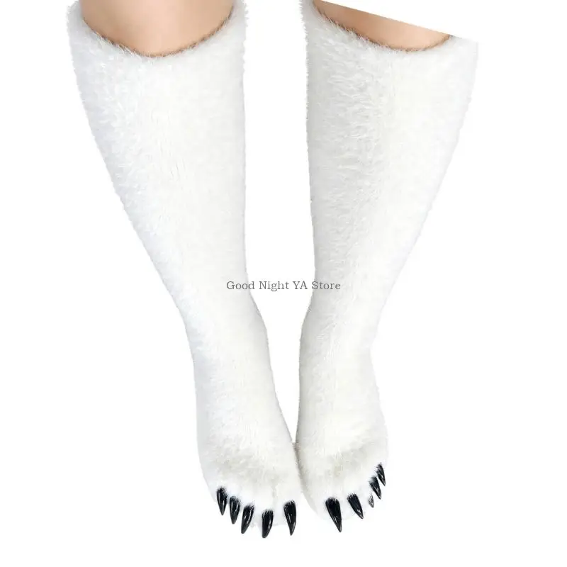  Wear-Resistant Animal Claw Socks with Shape-Retaining Construction, Toe Sections and Fuzzy Texture for Cosplay Wear