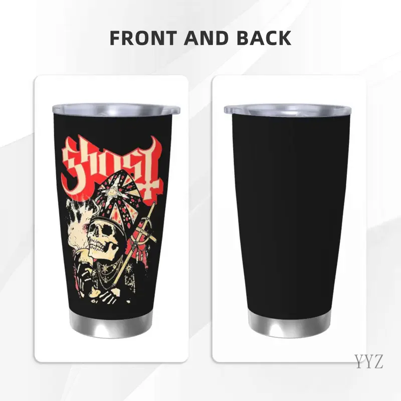 20oz Ghost Music Tumbler Vacuum Insulated Rock Coffee Cups Stainless Steel Office Home Mugs Water Bottle