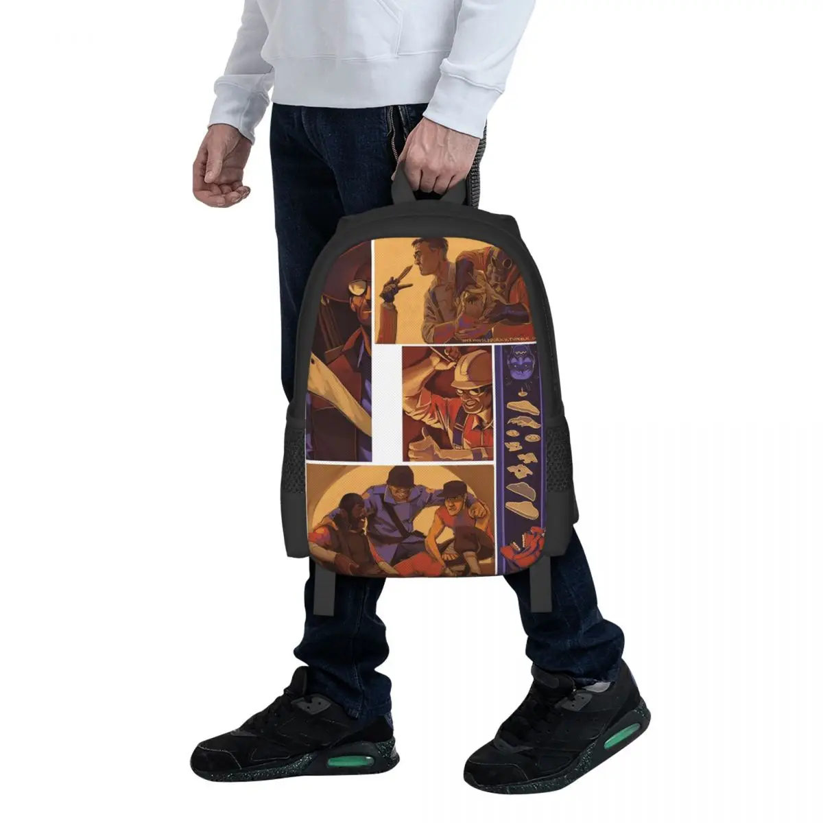 

TF2 Team Student Backpack School Bag Hiking Travel Daypack for Boys Girls Fashion Bookbag Shoulder Bags