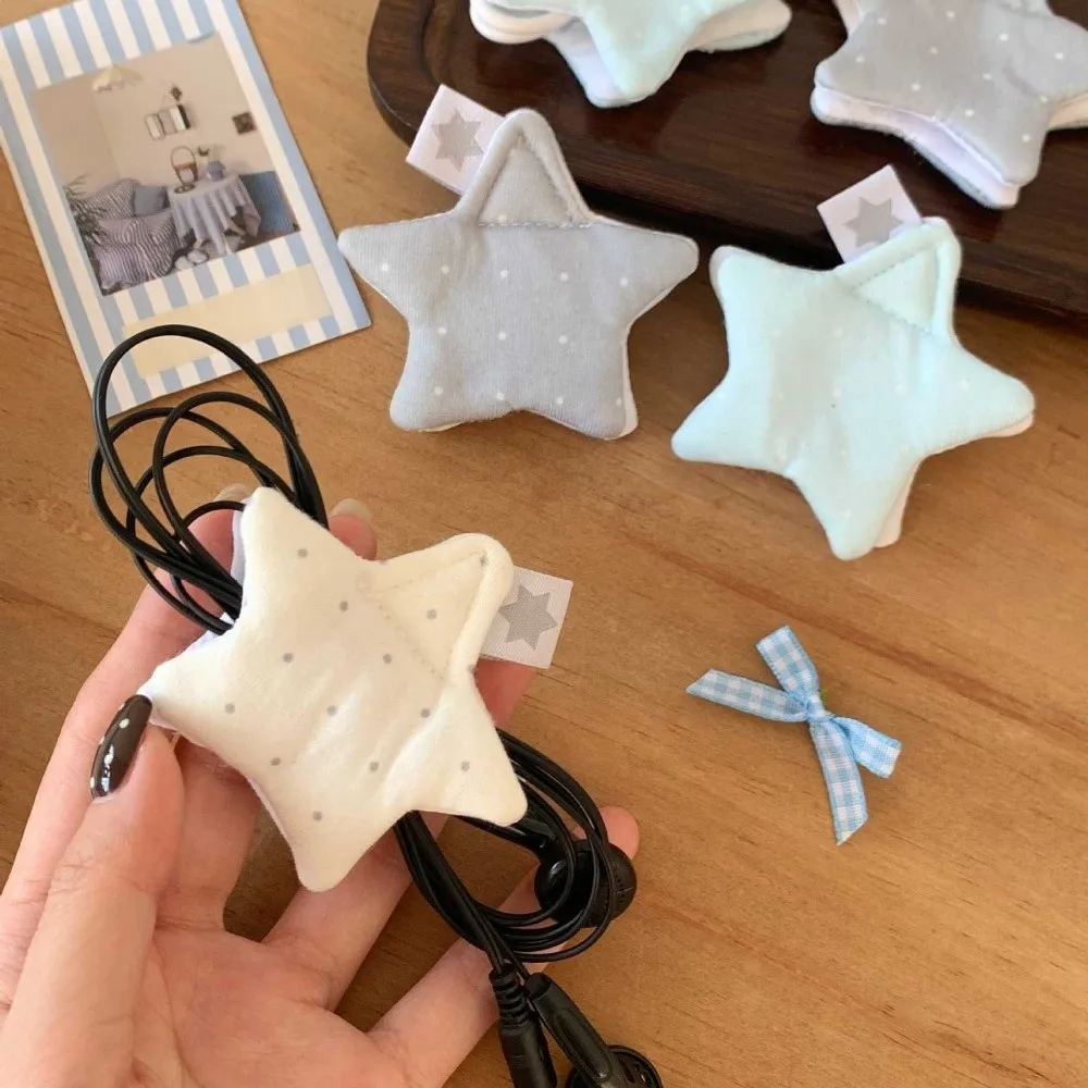 Polka Dot Data Cable Organizer Y2K Star Earphone Storage Bag Cute Korean Japan Style Earphone Decoration Accessories