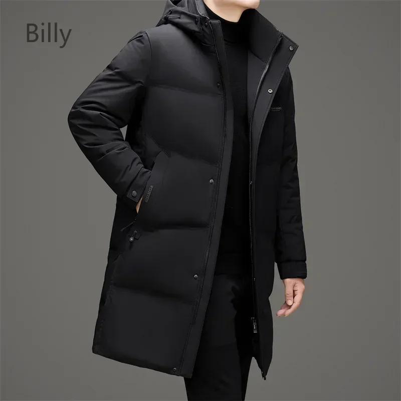 Long Down Jacket Man Removable Hat Grey Duck Down Padding Designer Clothes Men 2024 Warm Winter Men Down Jacket Male Coat