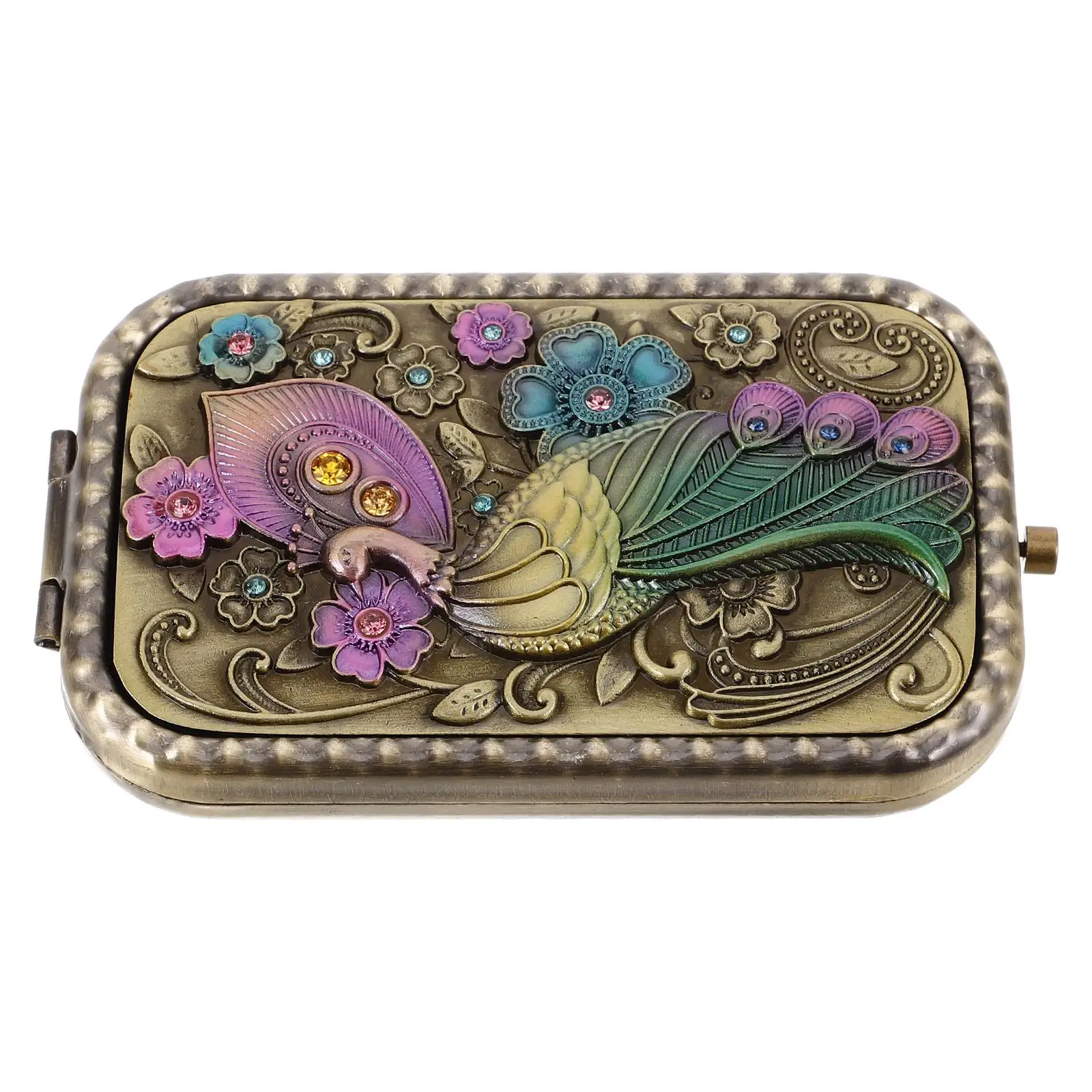 

Retro Portable Mirror Vintage European Metal Foldable Metal Folding Compact Mirror Pocket Compact Round Handheld Mini Travel