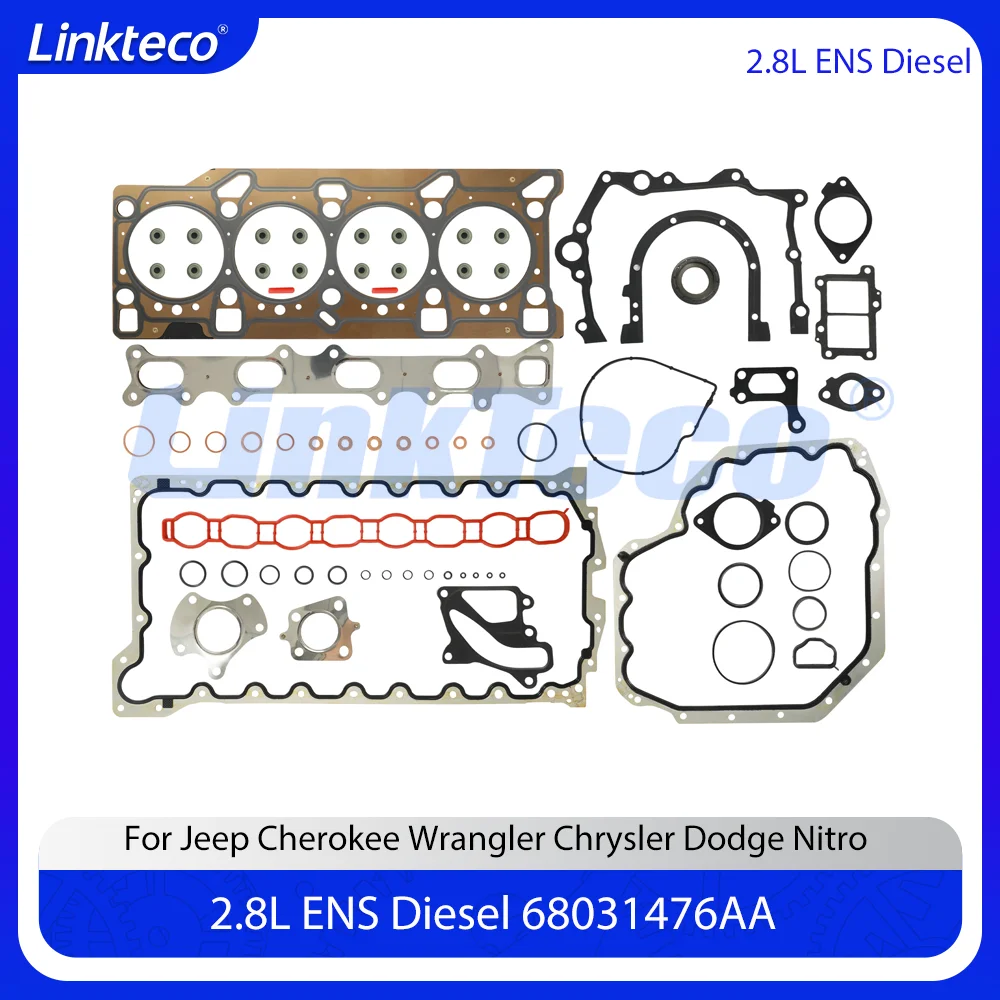 

Engine Full Cylinder Head Gasket Set Fit 2.8 L ENS Diesel For Jeep Cherokee Wrangler Chrysler Dodge Nitro 68142849AA 2.8L
