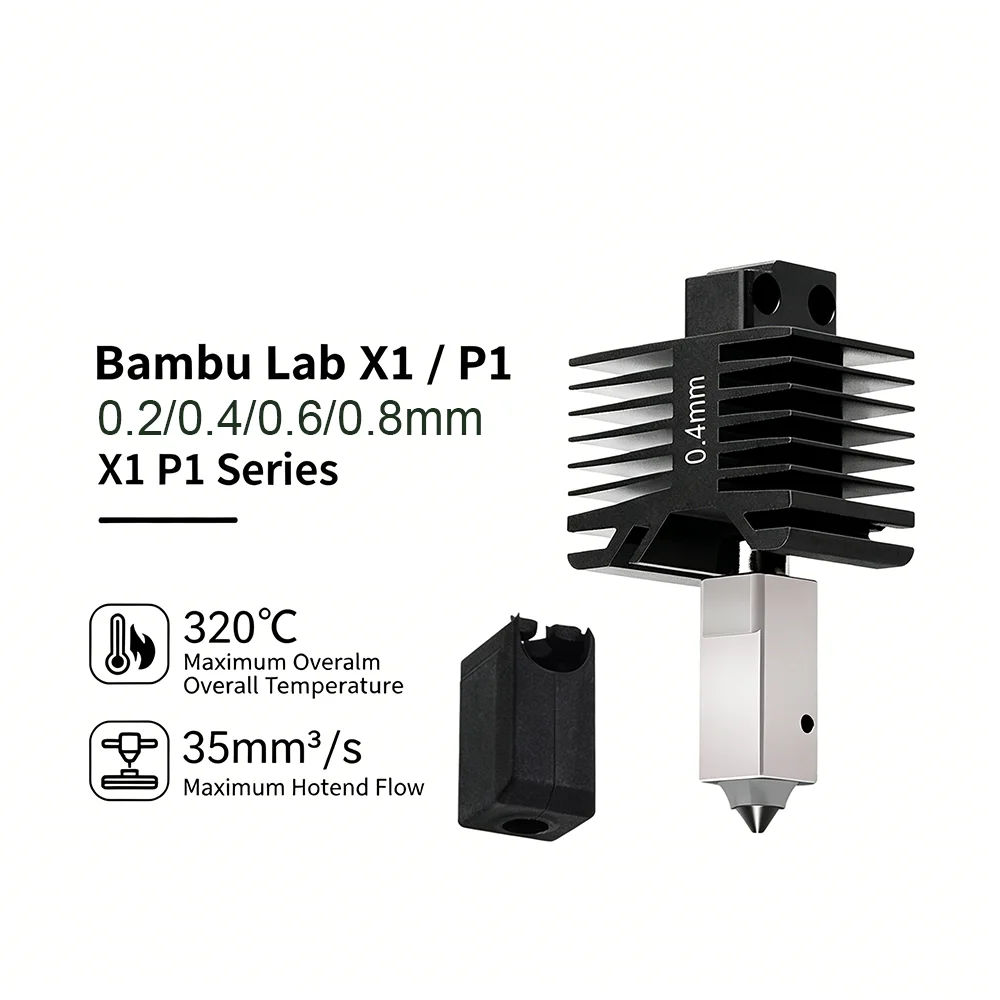 

For Bambu Lab P1S Hotend Bambulab X1C Nozzle P1S P1P X1 Printhead Hardened Steel Integrated Design Prevents Material Leakage.