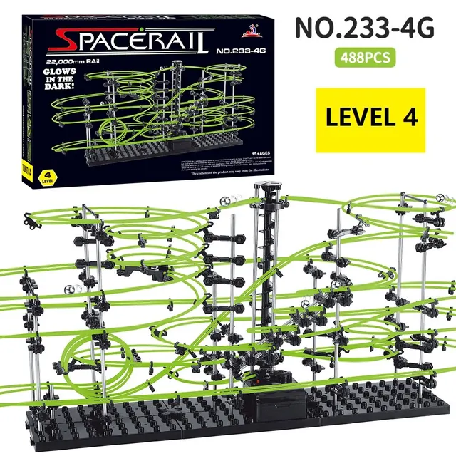 Marble Run Maze Race Track Games Luminous Spacerail Roller Coaster Level 2 3 4 Elektryczna winda Model Edukacja Nauka Zabawka